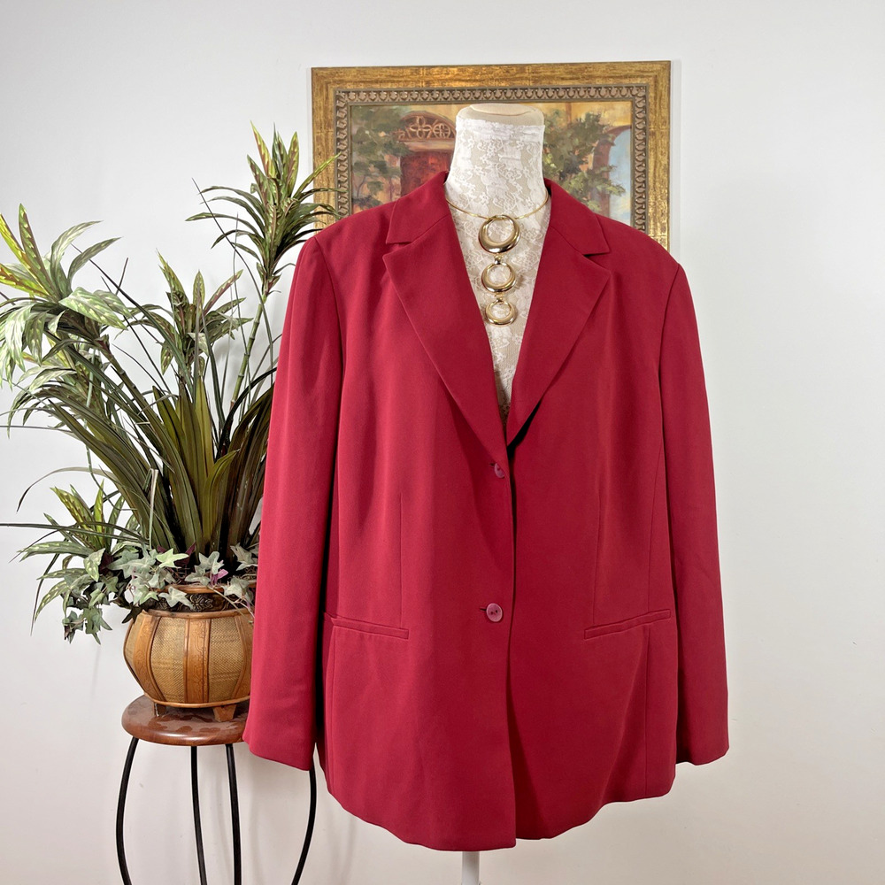 Annex Woman Plus 2X Red One Button Lapel Notch Coll Office Siren Clueless Preppy